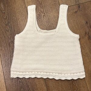 Hollister Cropped White Knit Top